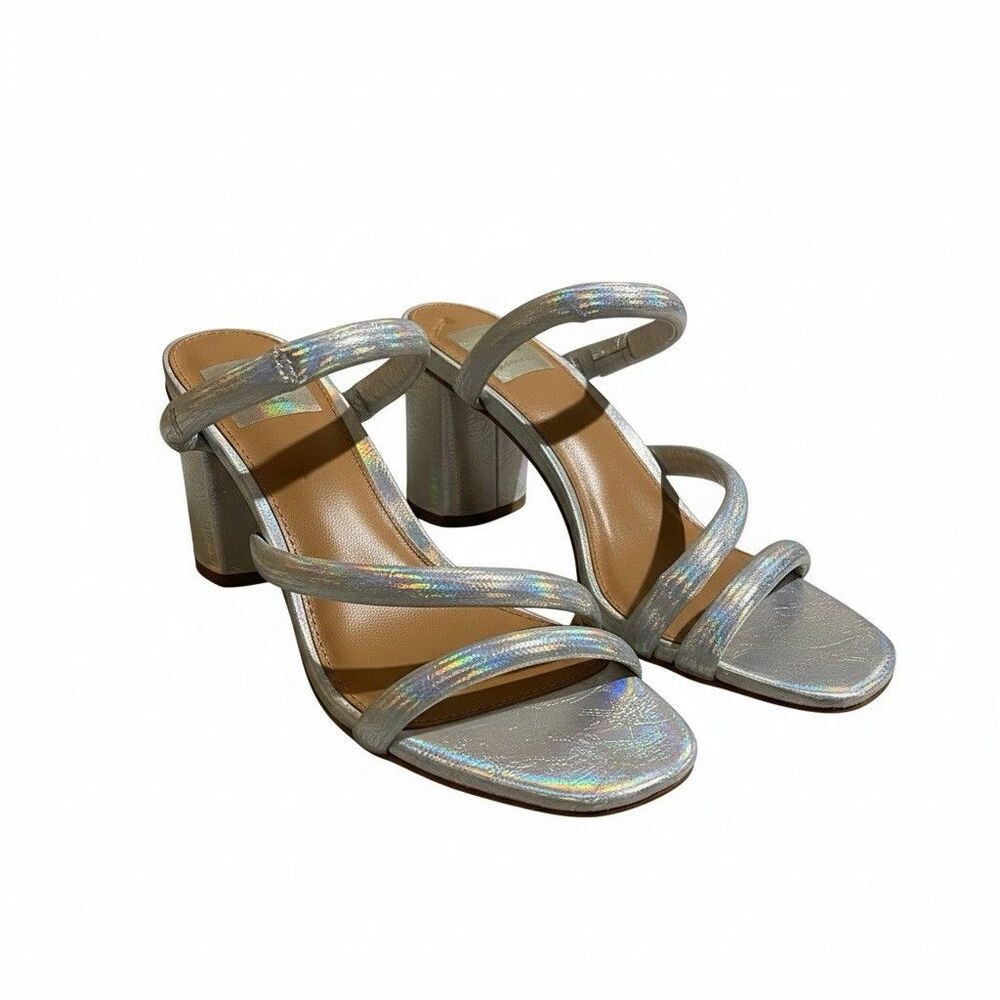DV Dolce Vita Myla Silver Iridescent Holographic Strappy Block Heel‎ Sandals 6